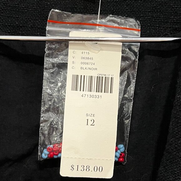 Anthropologie Maeve Ellen Embroidered Blazer Floral Black Cotton Size 12 New - Picture 7 of 9